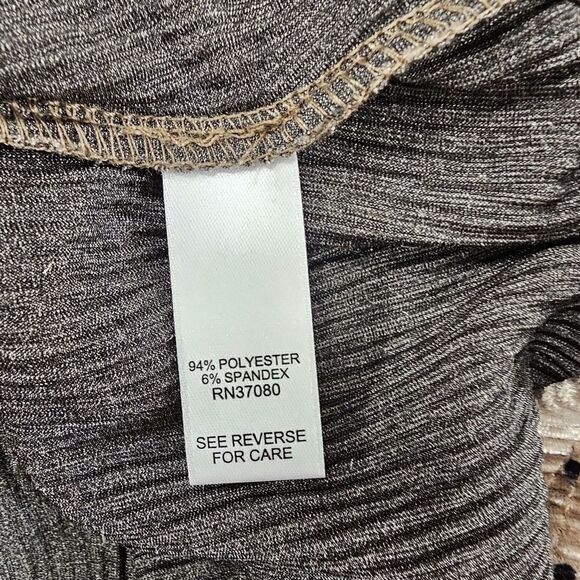 Tan Black Dot Velvet Tunic Womens S Bell Sleeve Cocktail Pleats Crystals Stretch - Picture 8 of 10